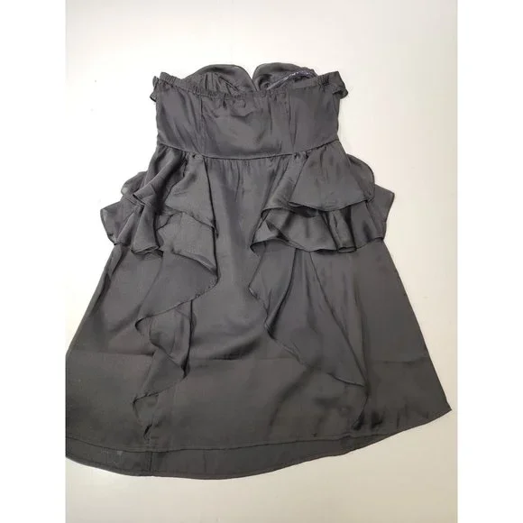 American Eagle Outfitters Womens Dress Mini Ruffle Black Strapless Size 8 - Picture 4 of 8